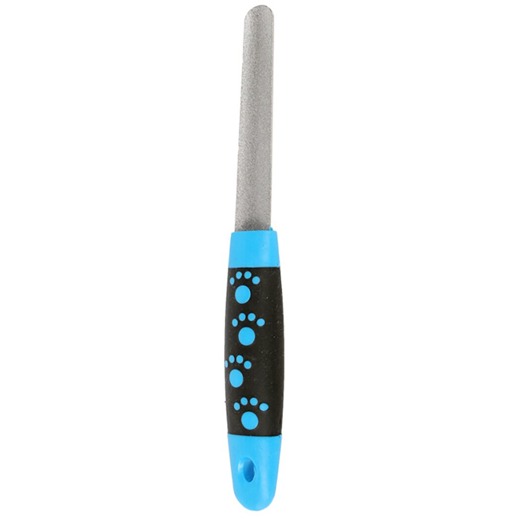 1PCS Pet Nail File Silicone Handle Stainless Steel Fingernail File Cat File for Dogs Cat Nail File Claw Cutters Cut The Nails: Blue