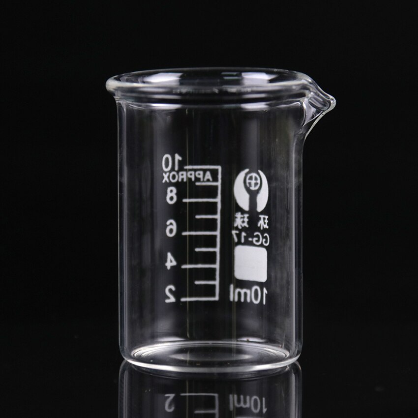 1PC Kapazität 10ml Niedrigen Form Becher Chemie Labor Glas Transparent Becher Kolben Verdickt Mit Auslauf