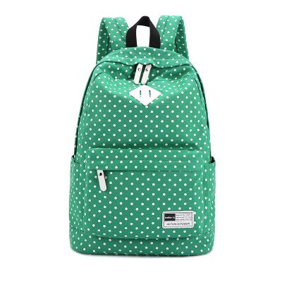 Ladsoul Lichtgewicht Casual Dagrugzak Canvas Polka Dot Rugzak 14 "-15" Laptop Pc Schooltas Voor Tiener Meisjes CD5588/H: green