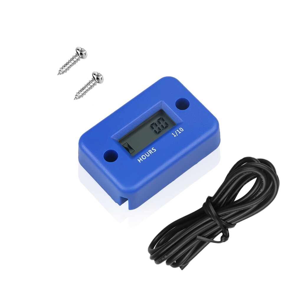 Motorcycle Inductive Digital Waterproof Hour Meter inductive tach hour meter digital Accumulator Digital Working Gauge: Blue