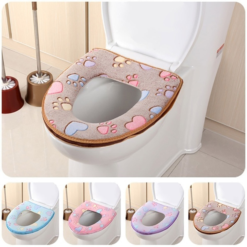 toilet seat cover Bathroom Warmer Toilet Seat Cloth Soft Closestool Washable Lid Top Cover Pad toilet accessories