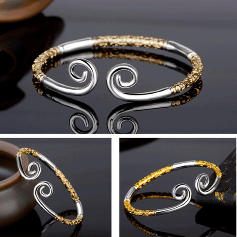 Pulsera de aro dorado para adolescentes, accesorios de estilo tradicional chino, brazalete Vikingo, brazalete para hombres y mujeres