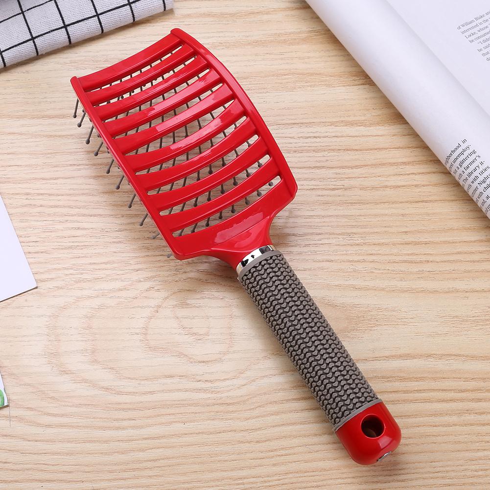 Plastic Nylon Anti-Statische Borstel Gebogen Rij Hoofdhuid Massager Styling Kam Voor Haar Kapper Kappers Gereedschap