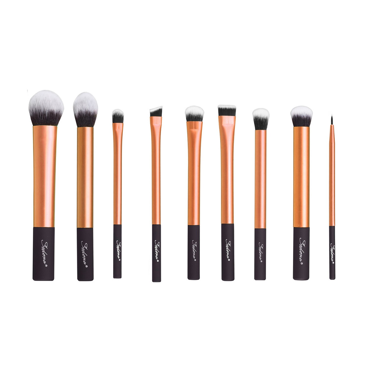 Sedona hämmästyttävä kultainen meikkiharjasetti, jossa pehmeä tiivis synteettinen karva alumiiniholkki ja muovinen kahva: Sd04