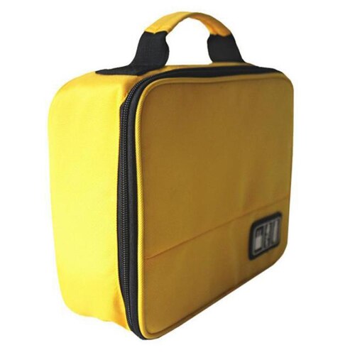 Bolsa organizadora de cables para viaje, cargador Digital portátil con cremallera, kit de almacenamiento de cosméticos, accesorios de viaje: YELLOW