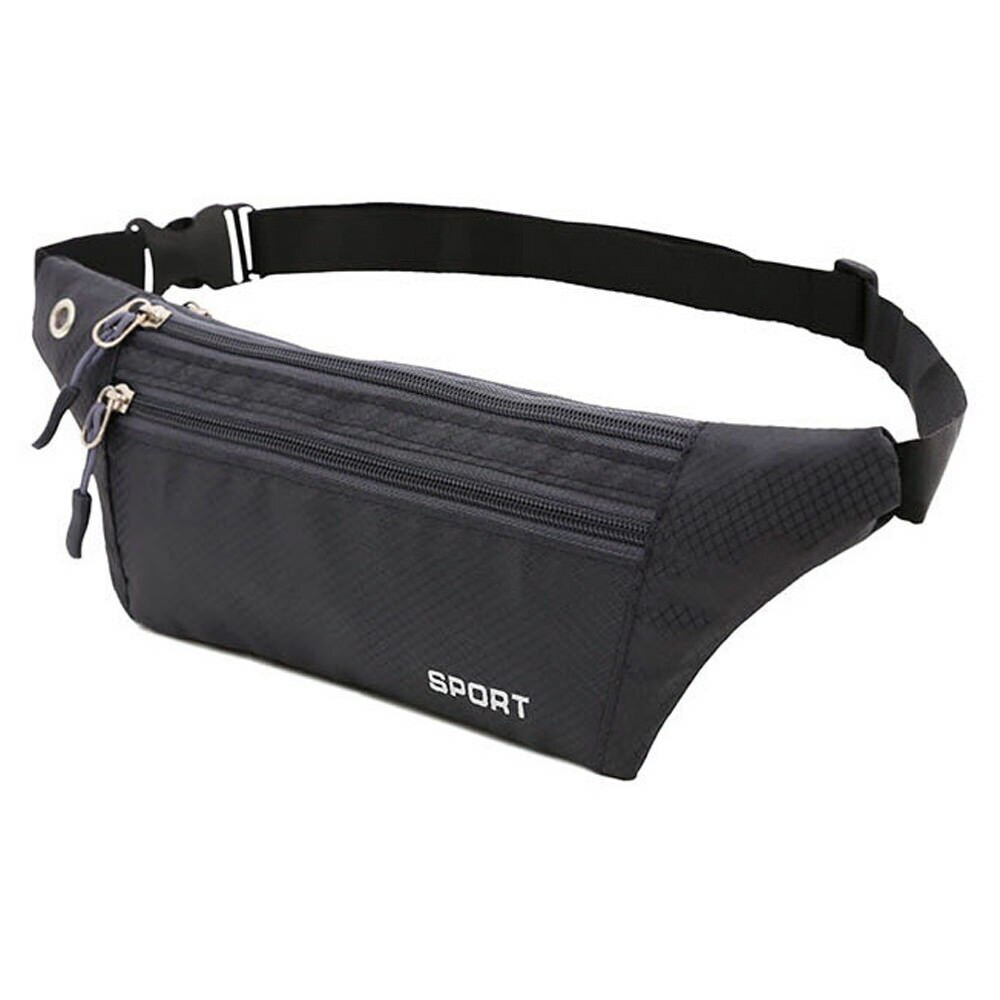 Los hombres y las mujeres deportivo universal de bolso de la cintura de fanny pack running de lona bolsa de pecho: Gris