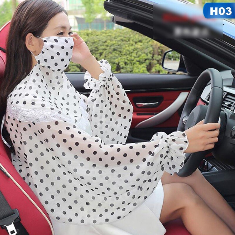 Femmes été conduite crème solaire foulards avec masque châle fleur imprimé Protection solaire plage châle randonnée écharpe: 3