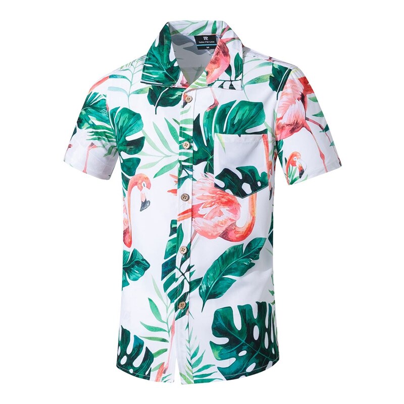 Summer Men Short Sleeve Shirt Plus Size Loose Baggy Casual Hawaii Beach Shirts Quick Dry Loose Fit Tee Tops Blouse Men: Green / XXXL