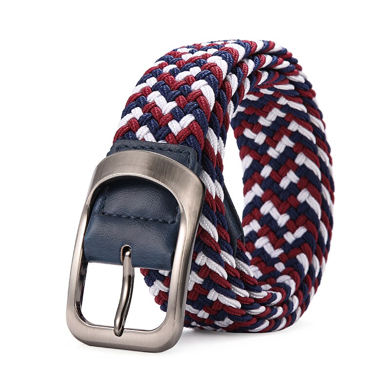 105*3.3cm unisex flettet herrebelte herrebelte uformelt jeans elastisk linning ceinture homme  a201: Rød 2