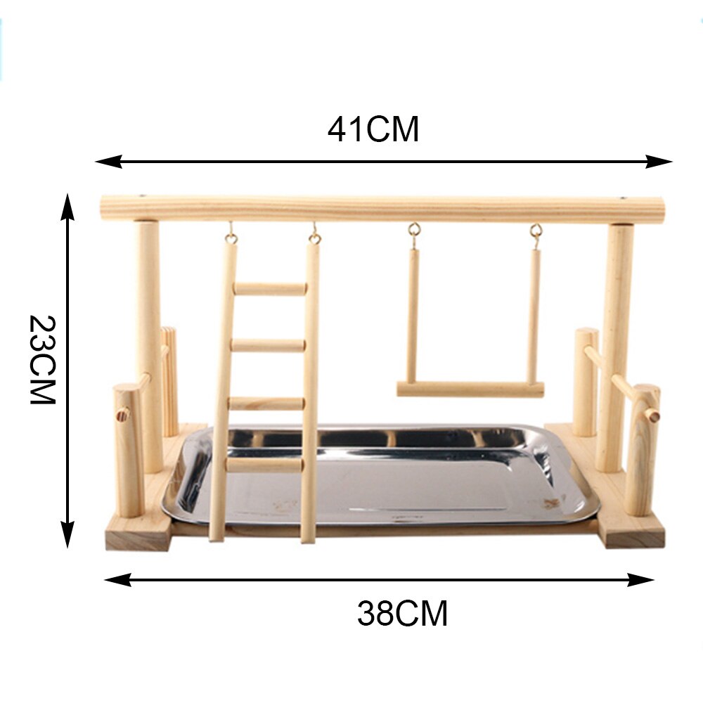 Pine Wood Play Stand Pet Bird Frame Station Parrots Playground Gym Training Stand With Tray For Play Exercise Increase Fun