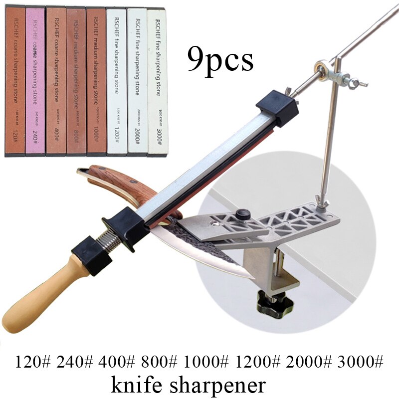 Fixed angle knife sharpener Aluminum alloy whetstone sharpening stone kitchen system sharpener tool grind any tool: set 6