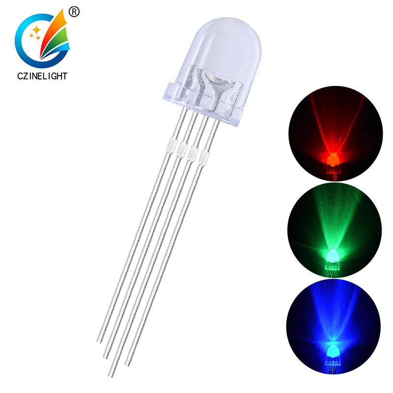 500pcs/Bag Czinelight Clear Lens High Bright 8mm Full Color Rgb Led Emitting Diode