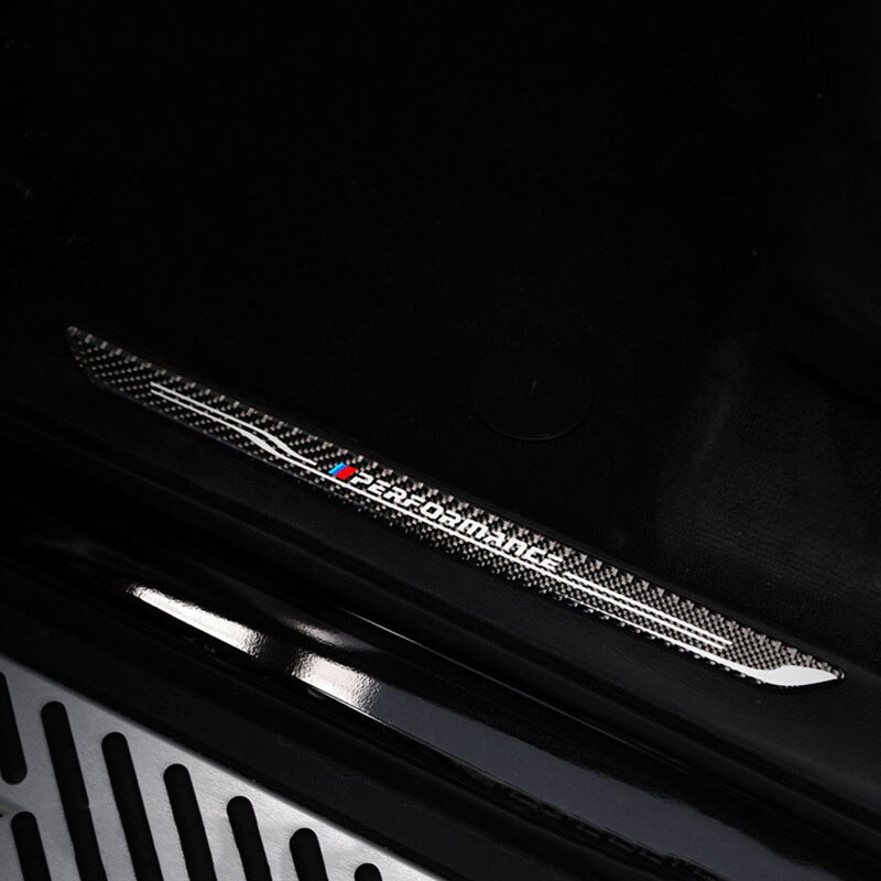 Umbral de puerta protectores de placa de desgaste de fibra de carbono de umbral de puerta s pegatinas para BMW F10 F30 F34 E70 X1 X5 X6 E90 E70 E71 Accesorios