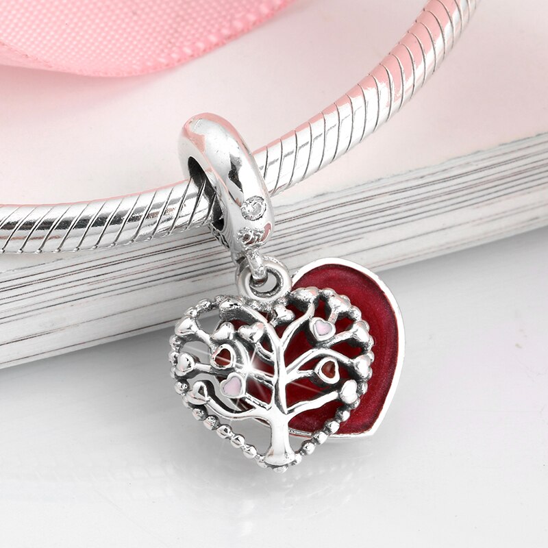 Arbre de vie fait avec amour et cœur, pour la fabrication de bijoux, breloques en émail de , argent 925 original: PD0027
