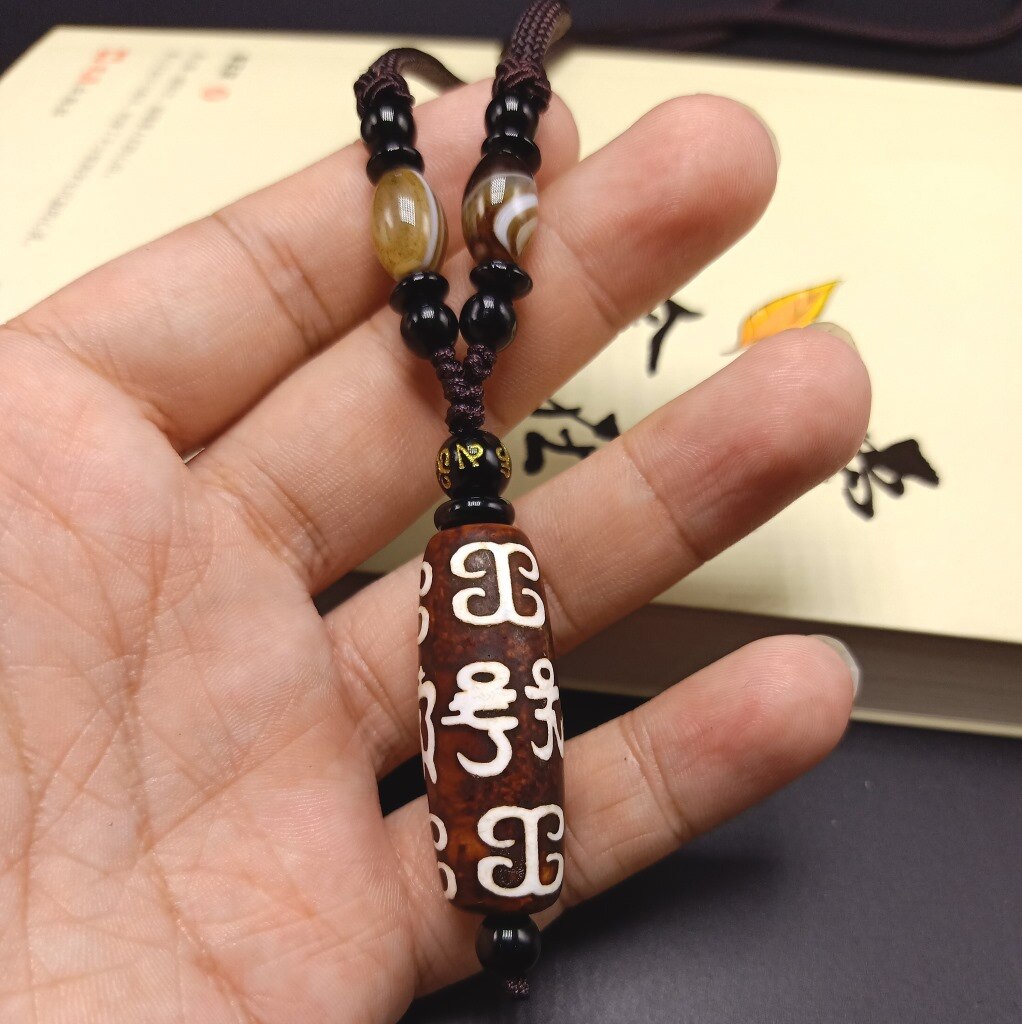 Nine Eye Tibet Dzi Pendant Choker Nacklace Natural Stone Materials Fashionable Style Tibet Heaven Bead Bring Good Luck: 13