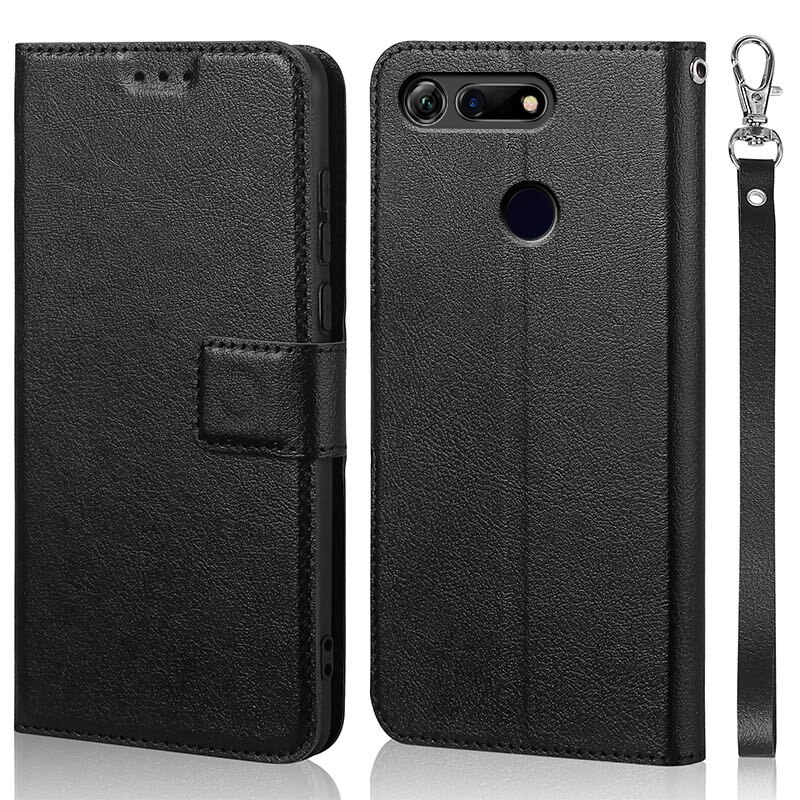 Coque en cuir à rabat pour Huawei Honor View 20, étui pour Honor View 20: Black