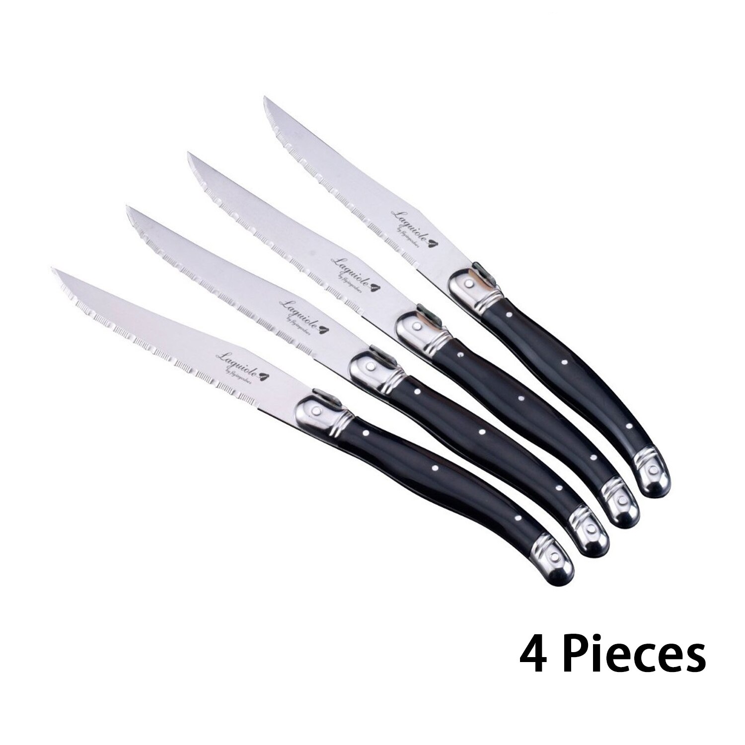9 &#39;&#39;Laguiole Rvs Steak Messen Diner Mes Zwarte Bestek Tafel Mes Servies Sets Restaurant Home Bar Flatwatware: 4pcs knives
