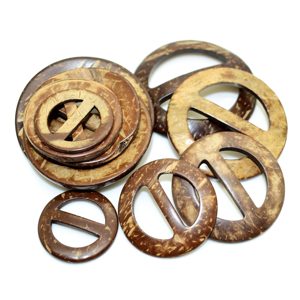 Natürliche Kokosnuss Hülse gürtel schnalle Ring holz schnalle freundlicher DIY Kleidung zubehör mischen größe Handwerk holz handgefertigt Carfts