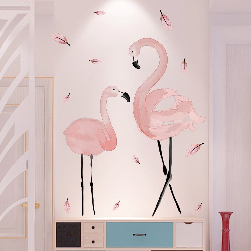 flamingo dyr veggklistremerker gjør-det-selv rosa fugler veggdekor til stue låve soverom barnehage hjem dekorasjon