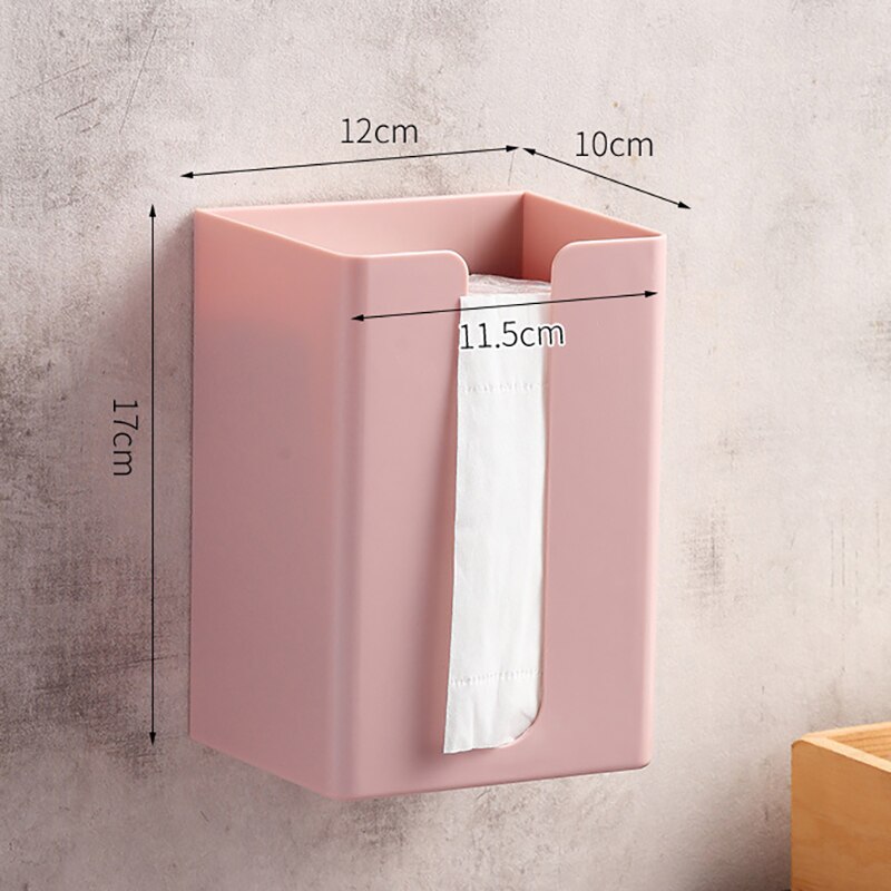 Tissue Doos Wandmontage Badkamer Toiletrolhouder Gratis Punch Woonkamer Keuken Papier Dispenser Thuis Tissue Storage Case: Pink