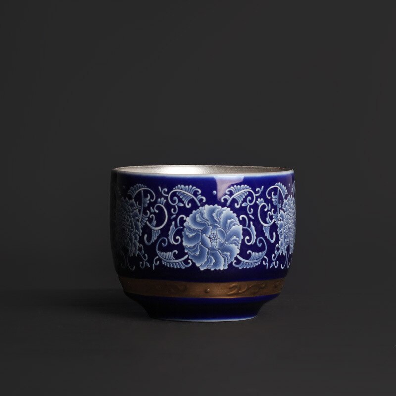 Sølvkopp 999 kopper jingdezhen ren manuell farget emalje kung fu tesett prøve tekopp keramisk kobbering.som sølvkopp