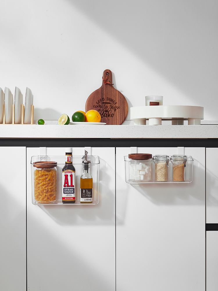 Clear Wall Mount Organizer for Wall,Cabinet Door Organizer for Bathroom,Pantry,Kitchen,Laundry,Spice/Cosmetics Storage Box