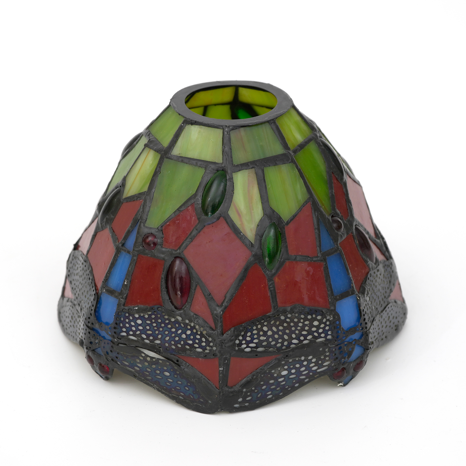 Mediterranean style glass fan lamp, wall lamp, chandelier replacement lampshade 6 inch stained glass single lampshade: Red