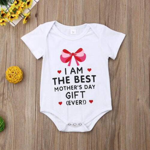 Newborn Baby Girls Boys MOTHER’S DAY Romper Short Sleeve Playsuit Clothes