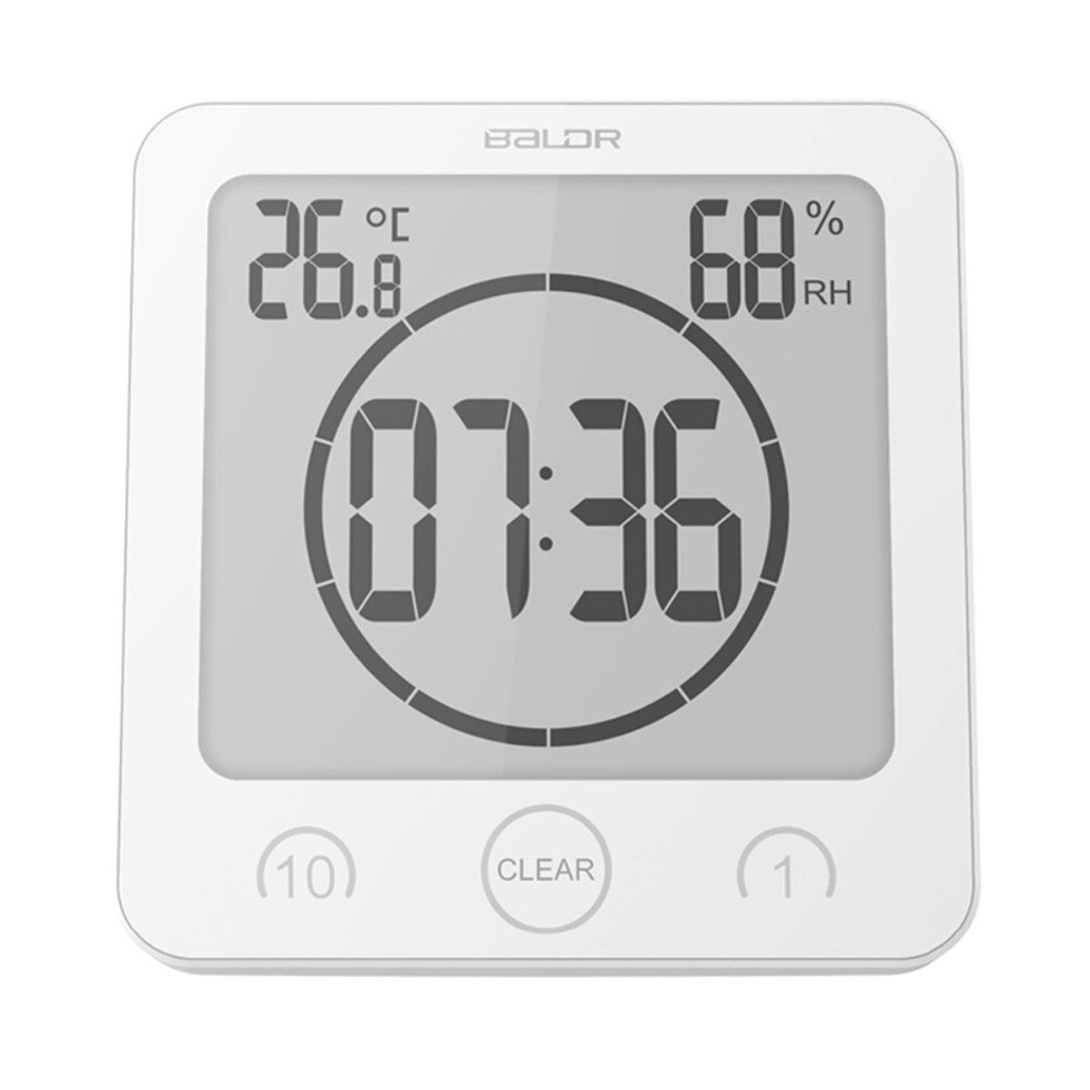 Lcd digital vandprofil vandstænk badeværelse vægur bruseklokke timer temperatur fugtighed køkken vaskerum timere