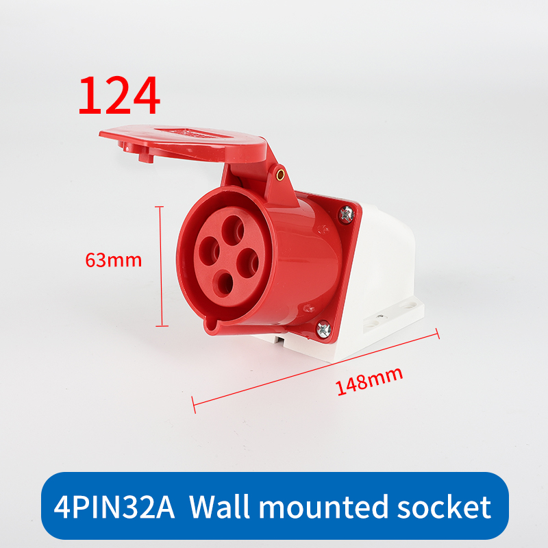 Industristik 3p/4p/5 -benet elektrisk stik 32a ip44 vandtæt vægmonteret stikkontakt han hun 220v 380v panel skjult: Guld