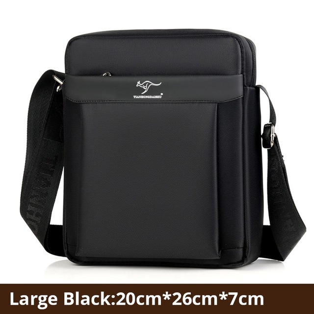 Men Bag Casual Crossbody Bag Oxford Patchwork Vintage Black Messenger Bag Male Small Travel Shoulder Bag: Black Large