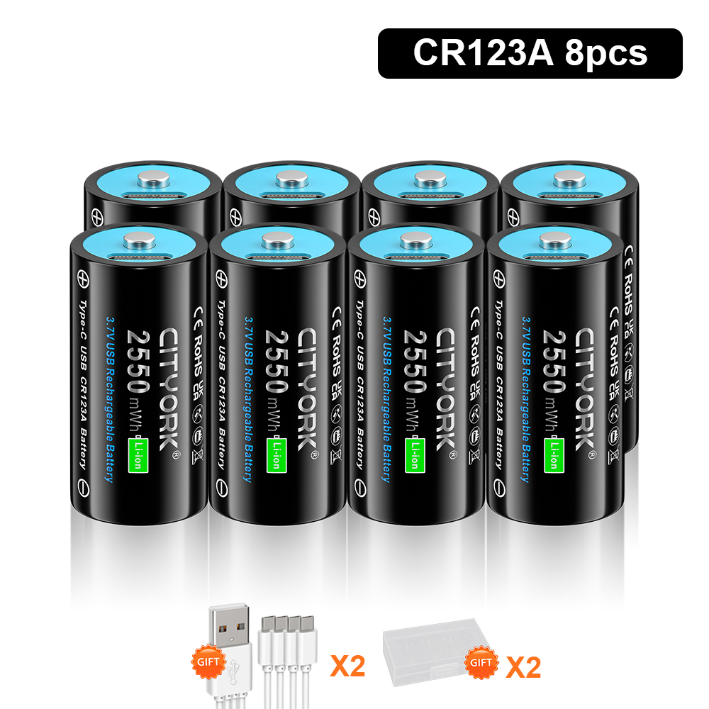 CITTORK 100% pojemność 3,7 V CR123 CR123A akumulator typu C USB ładowanie RCR123 16340 16350 baterie litowo-jonowe: BIAŁY