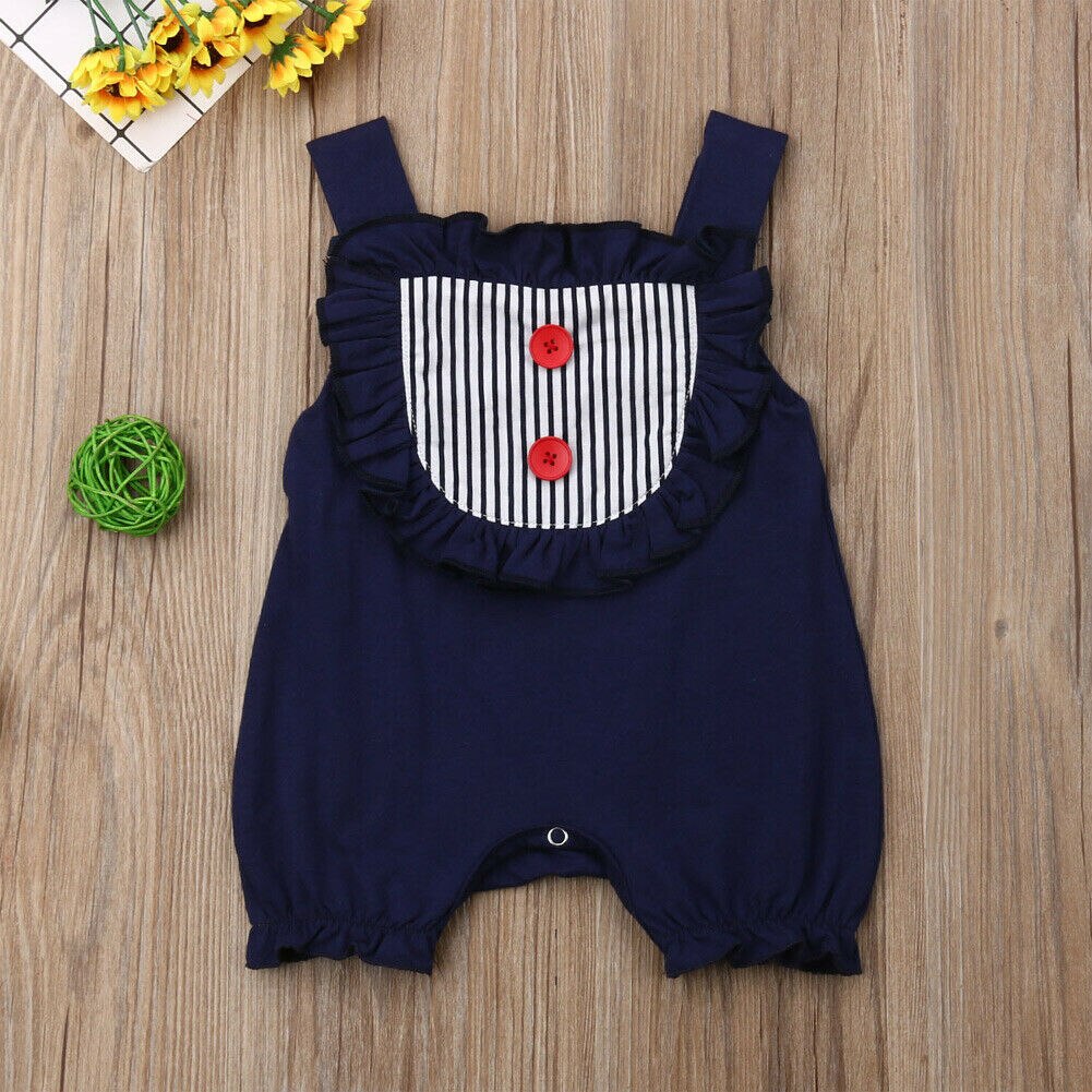 Children Summer Clothing Toddler Baby Boy Girl Boys One-Pieces Romper Sleeveless Ruffles Stripe Patchwork Jumpsuit Outfits