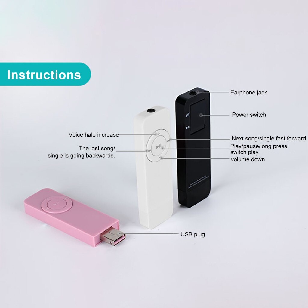 Music Player USB Mini Metal Clip USB MP3 Player 32GB Micro SD TF Card Music Media Portable MP3 Player