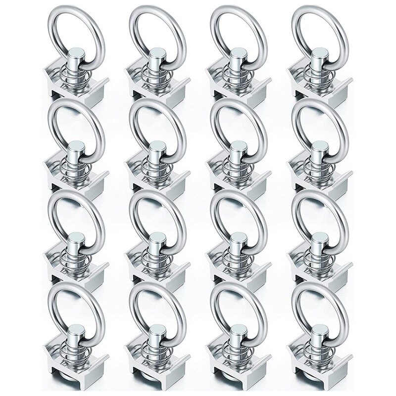 Single Stud Fitting L Track 4,000LB Capacity with Round Ring Keeper Cargo Control for Track Logistic Installation: YELLOW