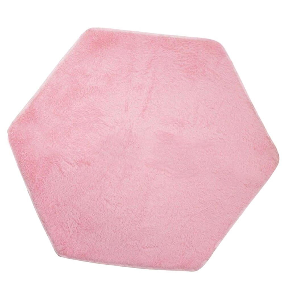 Pink Hexagon Rug Play Mat Plush Carpet Mat Soft Rug Pad for Princess Tent for Kids Toys for Indoor or Outdoor, 55.12 x 47.24inch