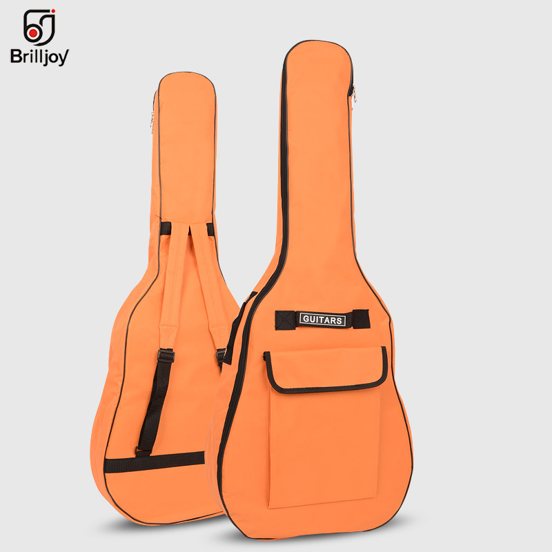 Brilljoy 40/41 Inch Oxford Fabric Acoustic Guitar Gig Bag Soft Case Double Shoulder Straps Padded Guitar Waterproof Backpack: Guitar Bag Orange