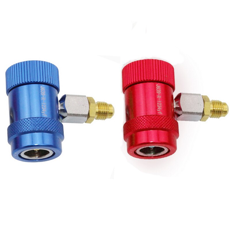 Rood/Blauw 1/4 "Sae Connector Voor Jaguar/Land Rover 1 Stuk/paar R1234yf Auto Airconditioning Systeem Hoge/Lage Kant Handmatige Koppeling