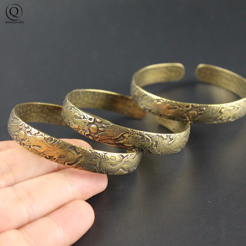 Retro ottone drago fenice modello principessa braccialetto classico rame puro braccialetto aperto antico braccialetto da donna regali di san valentino