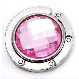 1 Piece Folded Handbag Bag Hook Hanger Holder Alloy Crystal Rhinestone Bag Holders Accessories 10 Colors: pink