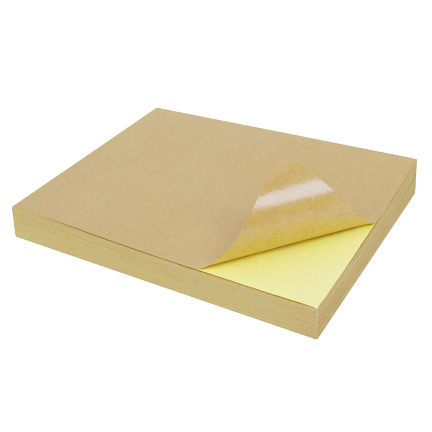 50 stk. selvklæbende  a4 kraftpapir udskrivning kopi etiket papir mærkat fuld ark til inkjet printer: Khaki