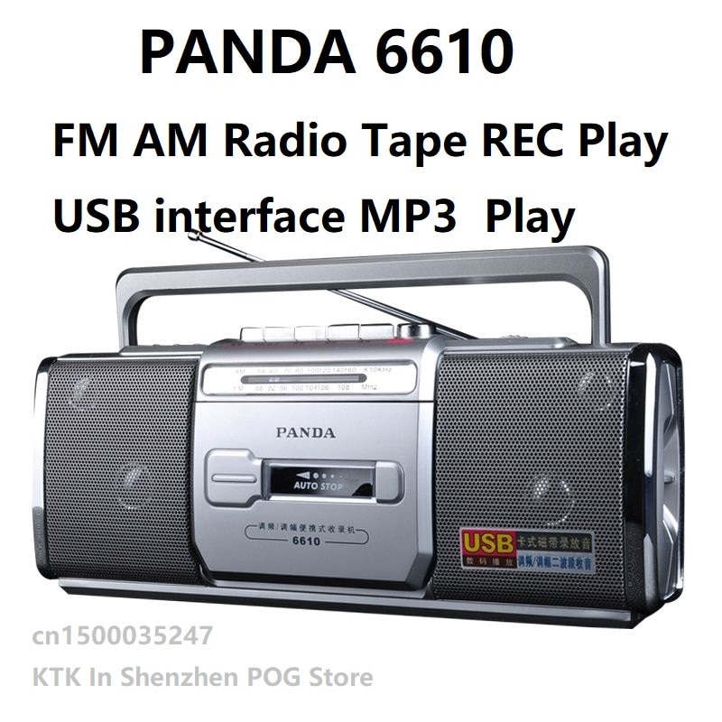 PANDA 6610 Tape Recorder Radio Small Dual Speaker Tape Learn English Playe Two Band Radio