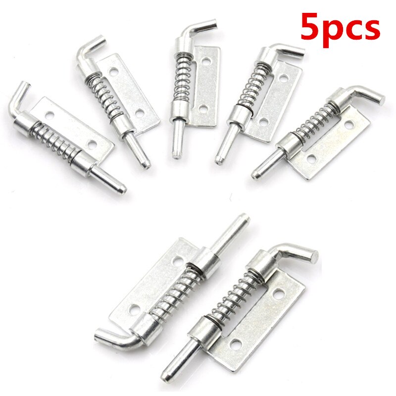 5pcs/lot Spring Loaded Metal Security Barrel Bolt Latch Silver Tone Spring Latches Door Cabinet Hinges Hardware 5.3*1.7cm