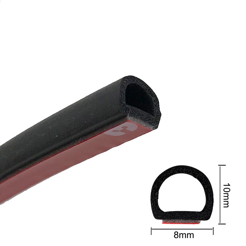 2meter Grote D-Vorm Auto Rubber Afdichting Voorruit Seal Strip stofdicht Anti-geluid Afdichting Strips: Small D type