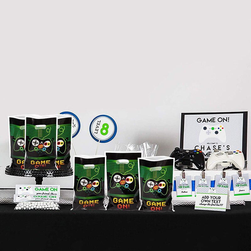 50Pcs Video Games Party Favor Bags Plastic Bags Gaming Candy Bags for Kids St. Patrick's Day Party Supplies Decorations