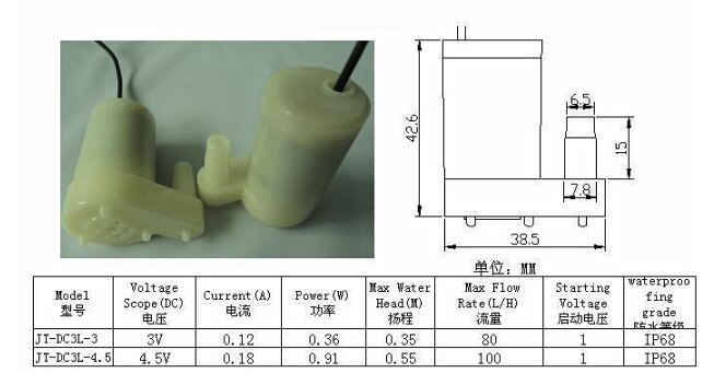 DC 3-6 V geluidsarm mini micro DC motor pomp/verticale