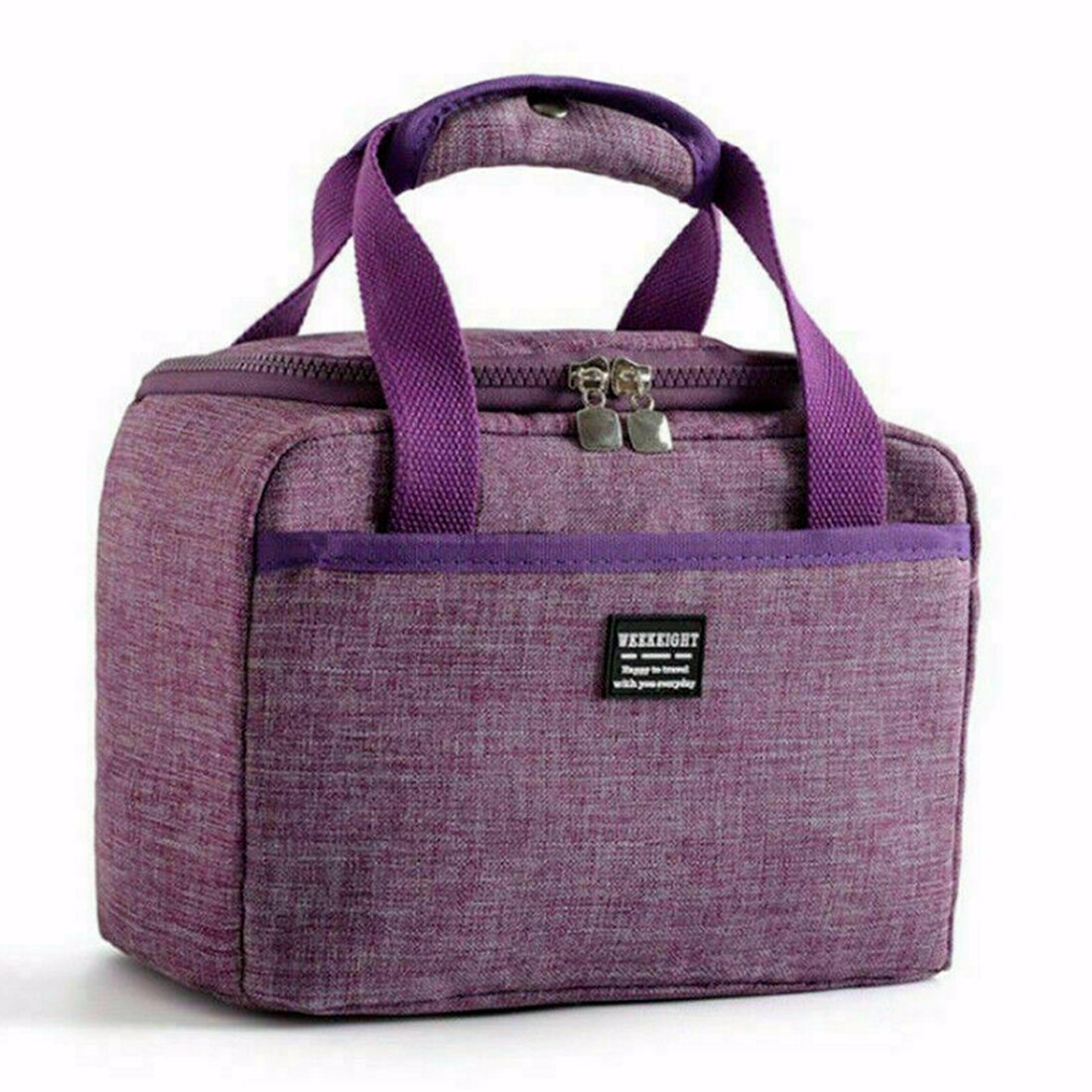 Bolsa de caja de almuerzo con aislamiento térmico portátil, bolso enfriador, bolsas de Picnic, contenedor de cena, bolsas de almacenamiento de comida escolar,: Purple