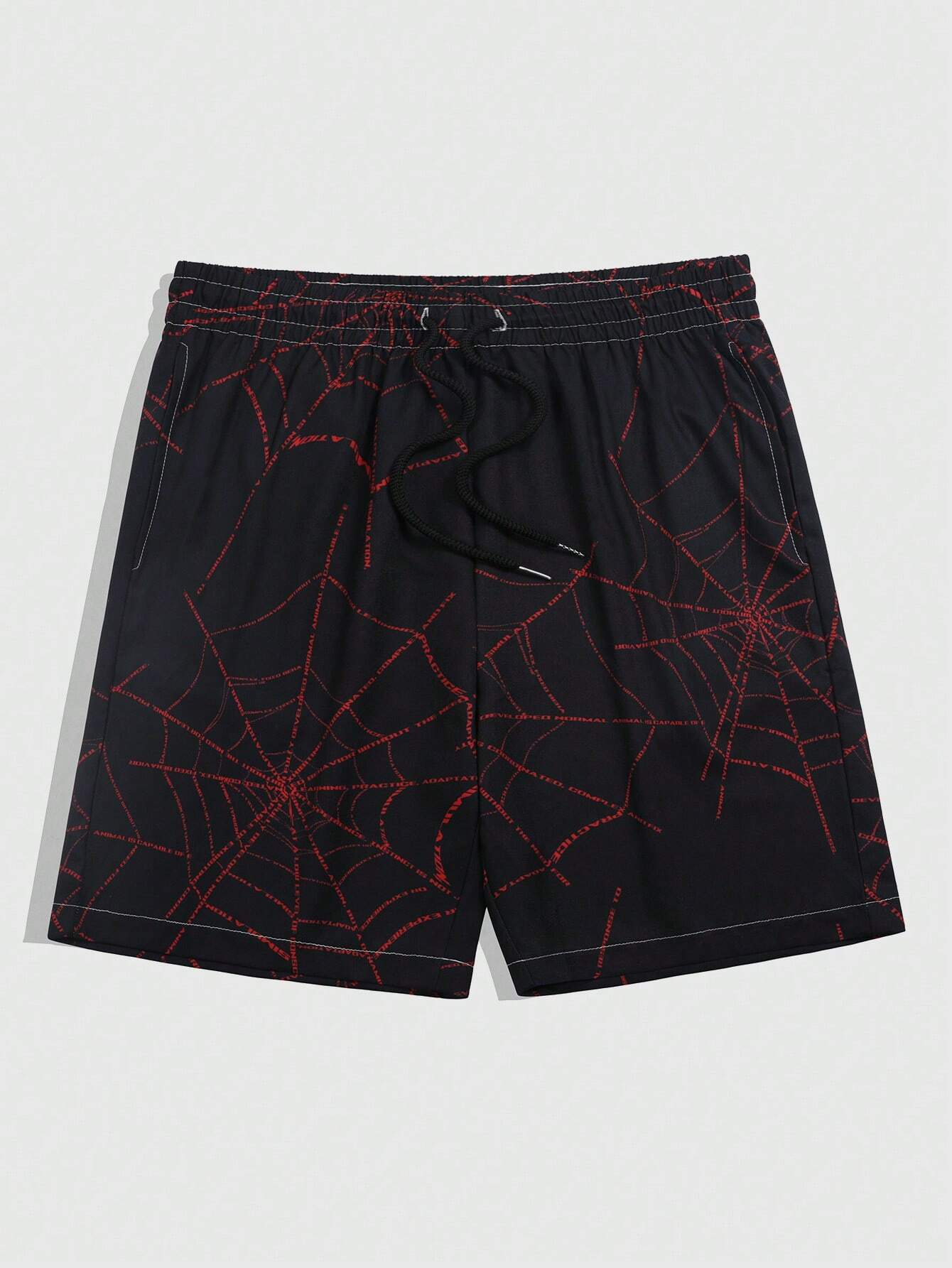 Pantalones cortos góticos con estampado de telaraña para hombre, bañadores sencillos con cintura elástica, estampado 3D degradado, ropa informal corta transpirable de poliéster: XXXL / Negro