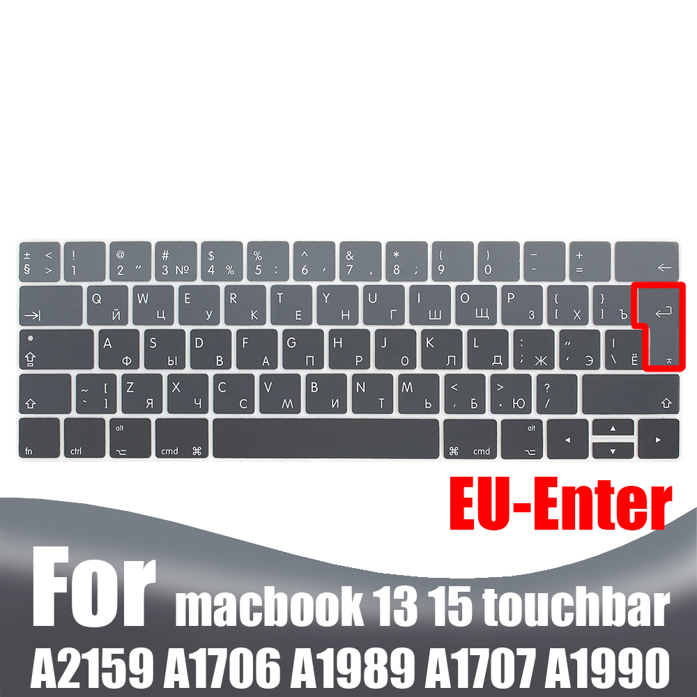 Rosyjska obudowa klawiatury laptopa dla Macbook pro 13 15 touchbar klawiatura ochronna kolorowa obudowa klawiatury A2159 A1707 A1989A1990: EU Gradient gray