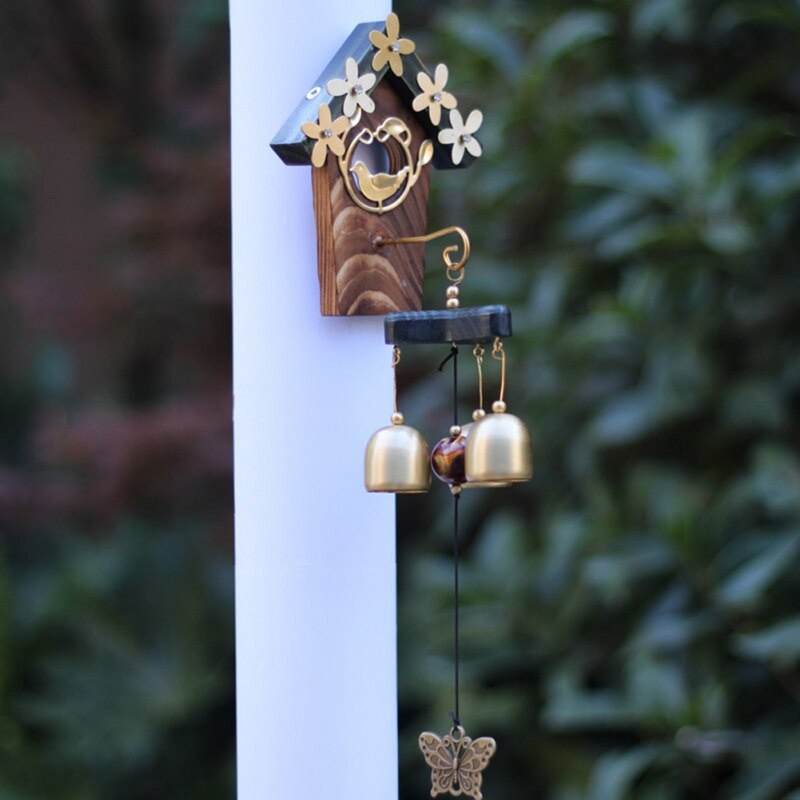 Wind Chimes Antique House Decoration Copper Bird Nest Wind Chimes Retro Wall Hanging Decoration Garden Chimes